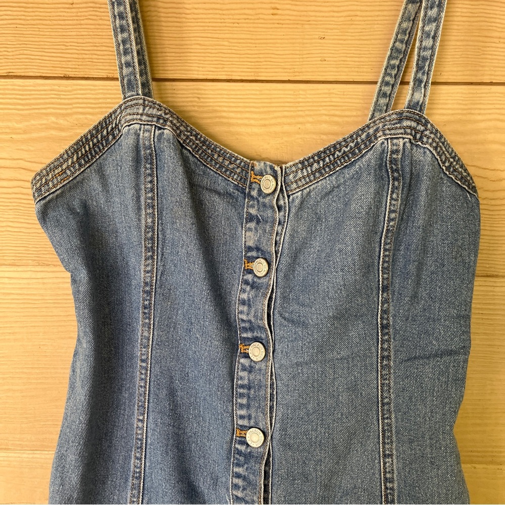 PacSun Denim Mini Dress 100% Cotton Button Down Jeans Dress Medium - Picture 5 of 9